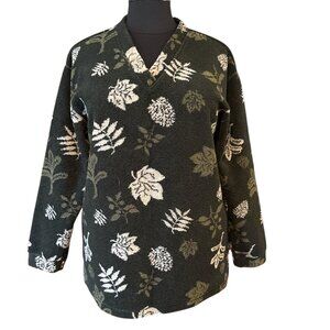 SOLD - Woolrich Fleece Pullover Outdoors Leaf Fall Print Top  Size XL
